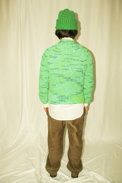 Speckled Green Knitted Mock Neck Sweater