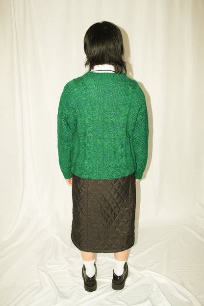 UNISEX Forest Green V-Neck Knitted Sweater